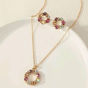 3pcs Rhinestone Circle Decor Fashion Jewelry Set/ Great for Daily wear